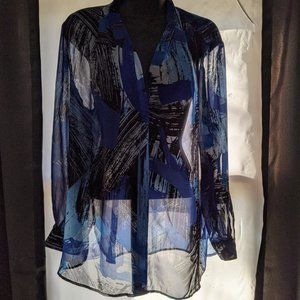 VINCE CAMUTO SHEER BLOUSE SZ 1X